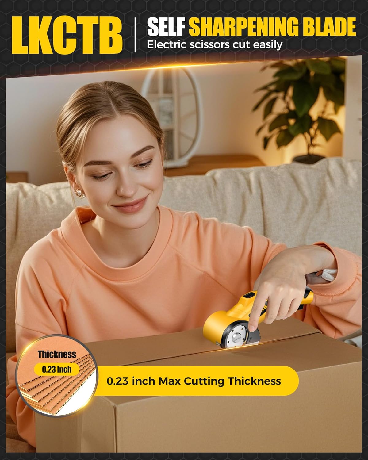 Electric Scissors with LED Light – Brushless Motor Cardboard Cutter, 2000mAh Rechargeable Battery, Tungsten Steel Blade for Cloth, Leather, Carpet & Cardboard - PuriLite