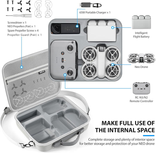 STARTRC Neo Case for DJI Neo Fly More Combo Portable Carrying Protective Bag for DJI Neo Accessories, Compatible with RC-N3/N2 Remote Controller, Neo Intelligent Flight Battery, Charging Hub - PuriLite
