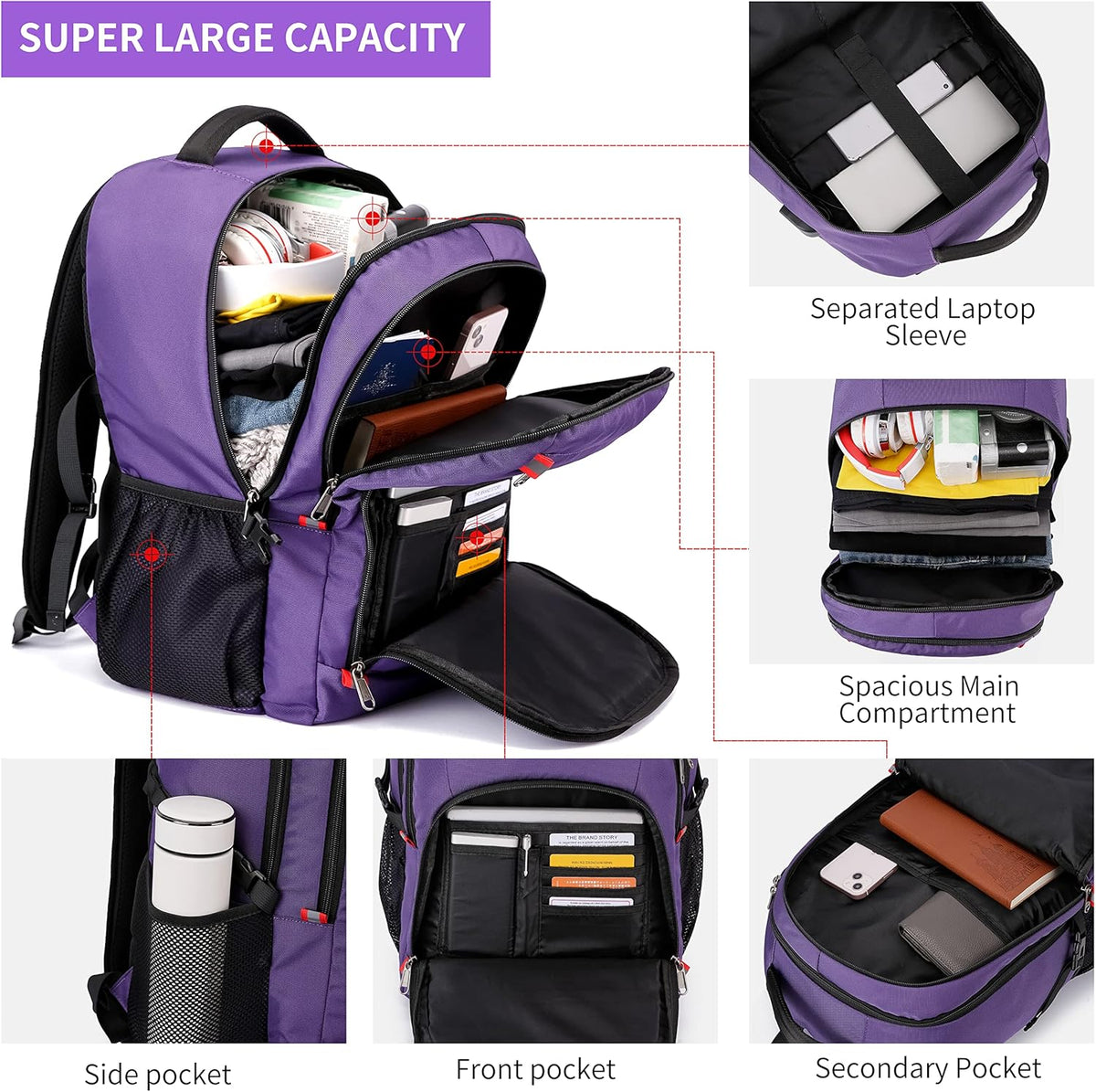 Laptop Backpack Travel Computer Backpack College Bookbag School Backpack - PuriLite