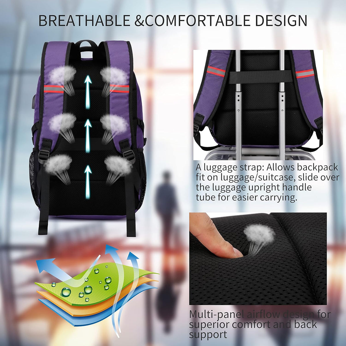 Laptop Backpack Travel Computer Backpack College Bookbag School Backpack - PuriLite
