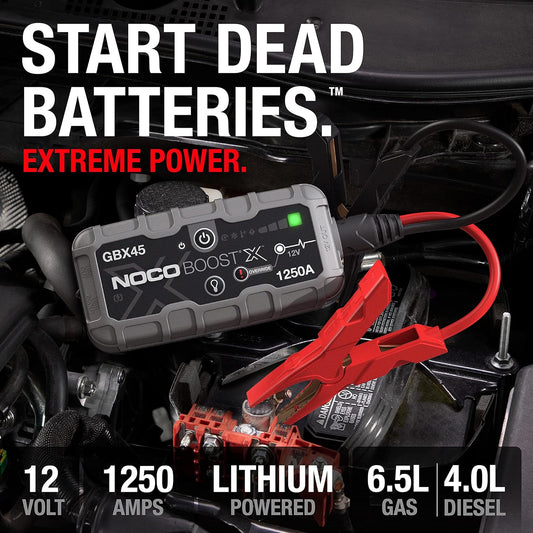 NOCO Boost X GBX45: 1250A UltraSafe Jump Starter – 12V Lithium Battery Booster Pack, Portable Jump Box, Power Bank & Jumper Cables - for 6.5L Gas and 4.0L Diesel Engines - PuriLite