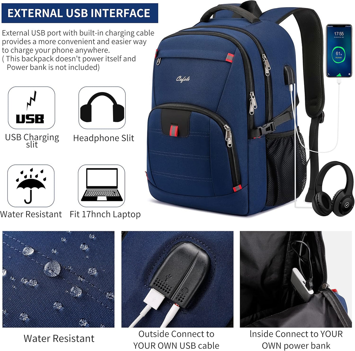 Laptop Backpack Travel Computer Backpack College Bookbag School Backpack - PuriLite