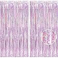 GREATRIL Iridescent Party Tinsel Fringe Backdrop Decorations - Holographic Foil Streamers Curtain for Mermaid/Under The Sea/Frozen/Ocean/Disco/Birthday Themed 3.2ft x 6.5ft - 2 PCS - PuriLite