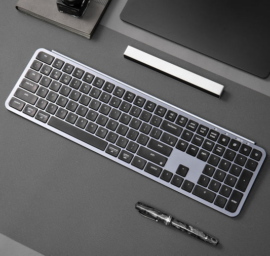 Keychron B6 Pro Quiet Key Full Size Ultra-Slim Wireless Keyboard, ZMK Programmable Bluetooth 5.1/2.4 GHz/Wired with Ultra-Long Battery Life Low Profile for Mac Win Linux System - Space Gray - PuriLite