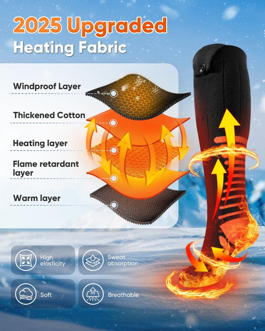 Purilite Select Electric Heated Socks | Rechargeable Thermal Heated Socks with 3-Level Temperature Control | Breathable Cotton 5000mAh Foot Warmer for Winter - PuriLite