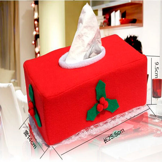 Purilite Select Merry Christmas Tissue Box Cover – Creative Wool Napkin Holder, Belt & Clover Pattern Holiday Decor (2 Styles) - PuriLite