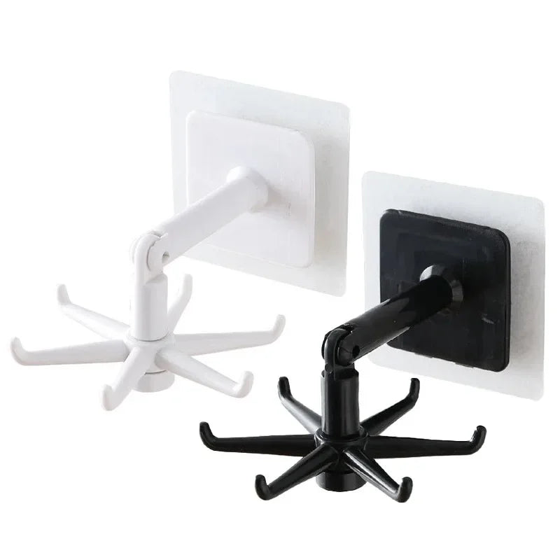 Purilite Select 360 Degree Rotating Wall Mounted Storage Hook No Drill Self Adhesive Kitchen Utensil Organizer for Home Bathroom and Living Room