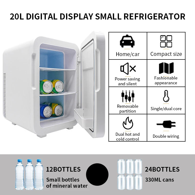 Purilite Select 20L Portable Mini Refrigerator | Car & Home Electric Cooler | Compact Cosmetic & Beverage Fridge | AC DC Powered Travel Refrigerator | 20L Storage Capacity - PuriLite
