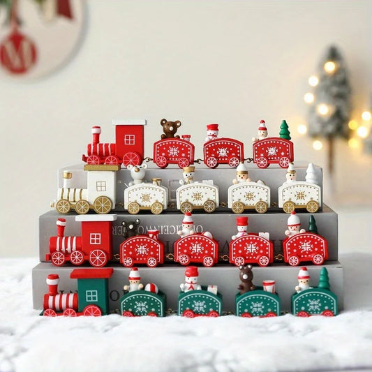 Purilite Select Wooden Christmas Train Ornament – Classic Holiday Tabletop Decoration & Christmas Gift - PuriLite