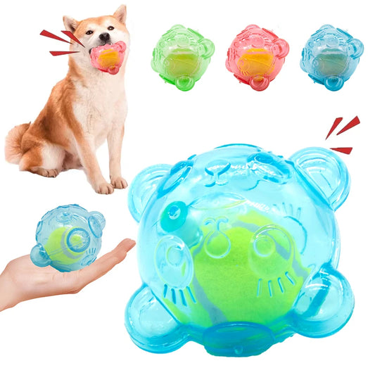 Purilite Select Durable Dog Chew Toy – Cute Bear Head Squeaky Puppy Toy - Teeth-Cleaning Rubber Toy for Small and Large Dogs - PuriLite