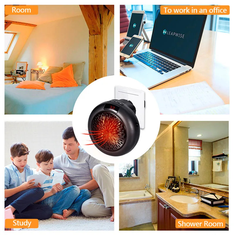 900W Mini Plug-in Electric Space Room Heater Adjustable Thermostat Personal Heater With Led Display for Office Dorm Room - PuriLite