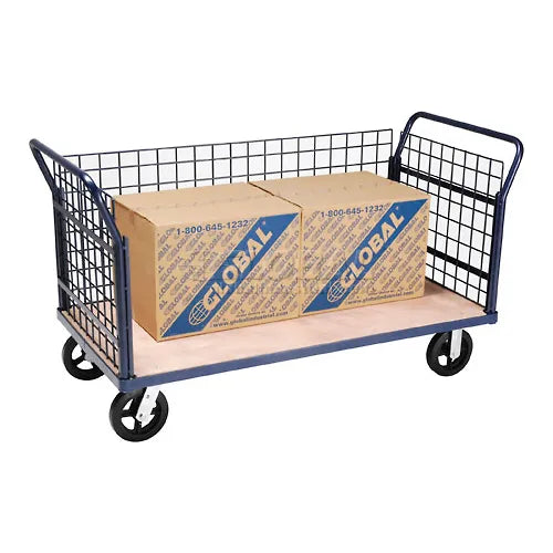 Global Industrial™ Euro Truck With 3 Wire Sides & Wood Deck 60 x 30 2400 Lb. Capacity - PuriLite