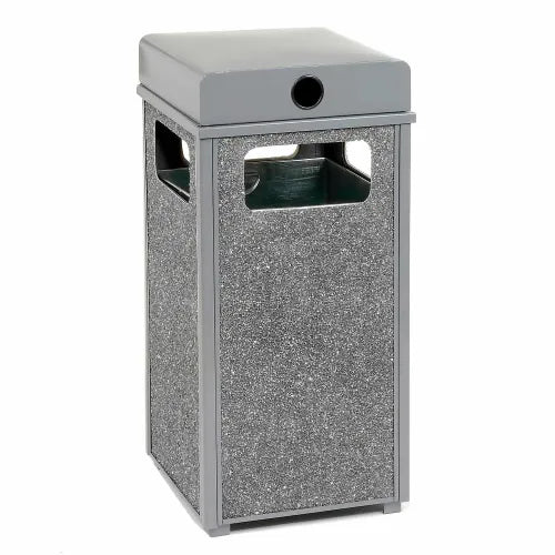 Global Industrial™ Stone Panel Trash Weather Urn, Gray, 24 Gallon, 17-1/2" Square x 36"H - PuriLite