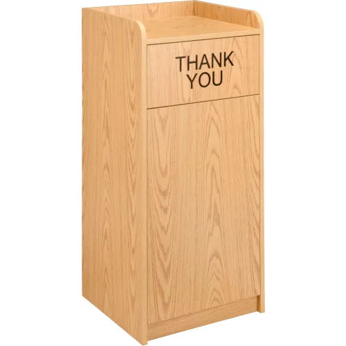 Global Industrial™ Wooden Waste Receptacle with Tray Top, 36 Gallon, Oak - PuriLite