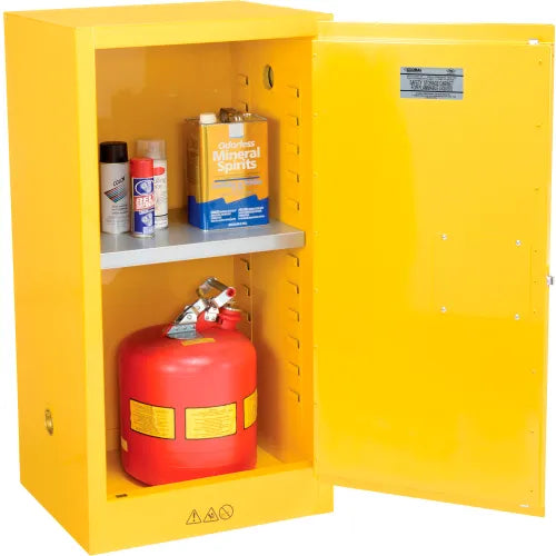 Global Industrial™ Flammable Cabinet, Manual Close Single Door, 16 Gallon, 23"Wx18"Dx44"H - PuriLite