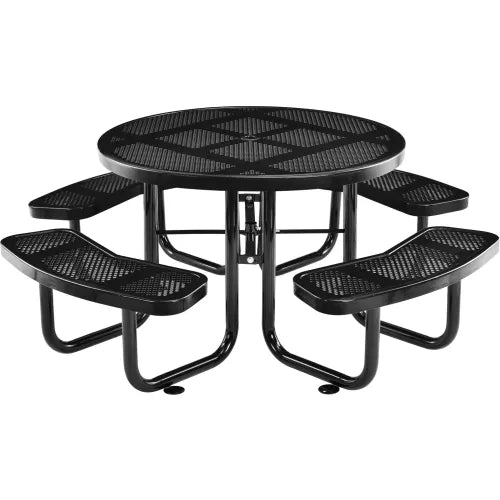 Global Industrial™ 46" Round Picnic Table, Perforated Metal, Black - PuriLite