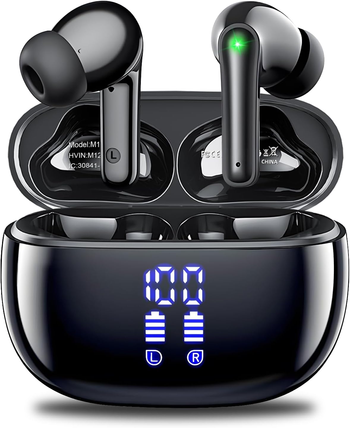 Wireless Earbuds, Bluetooth 5.3 Headphones 48 Hrs Playtime with LED Power Display Charging Case, IPX5 Waterproof Deep Bass Stereo Earphones with Mic for Android iOS Cell Phone COTOE - PuriLite