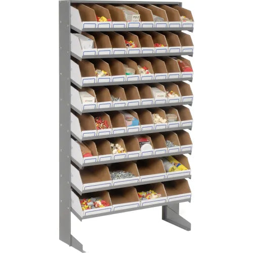 Global Industrial™ Floor Bin Rack - 56 Corrugated White Bins No Print - PuriLite