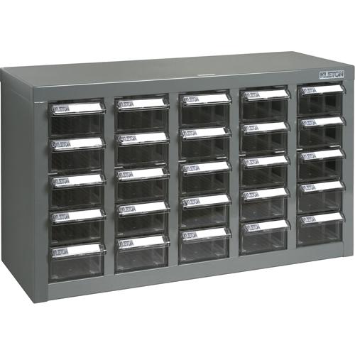 KPC-600 Parts Cabinet, Galvanized Steel, 25 Drawers, 23-1/10" x 8-7/10" x 13-4/5", Grey - PuriLite