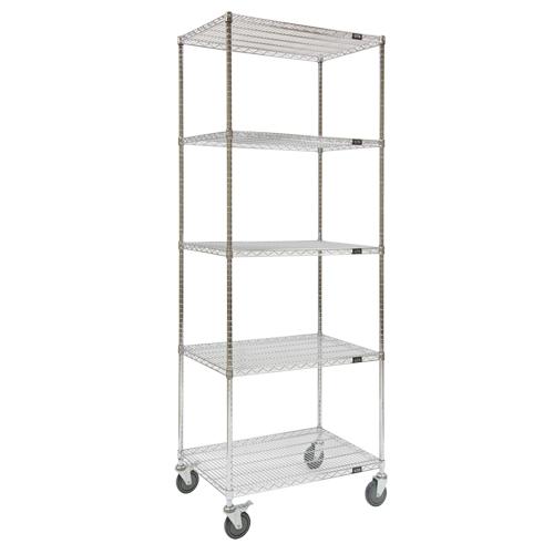KLETON Wire Shelf Cart, Chrome Plated, 18" x 92" x 36", 800 lbs. Capacity - PuriLite