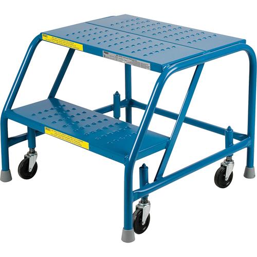 Rolling Step Ladder with Locking Step, 2 Steps, 18" Step Width, 19" Platform Height, Steel - PuriLite