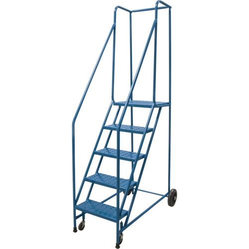 KLETON Rolling Step Ladder, 5 Steps, 18" Step Width, 46" Platform Height, Steel - PuriLite