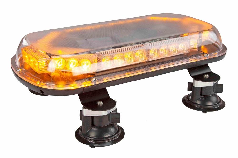 40W Low Profile LED Strobe Light Bar - (4) Suction Cup Mount Feet - 10-30VDC - 15' Cigarette Plug-In - PuriLite