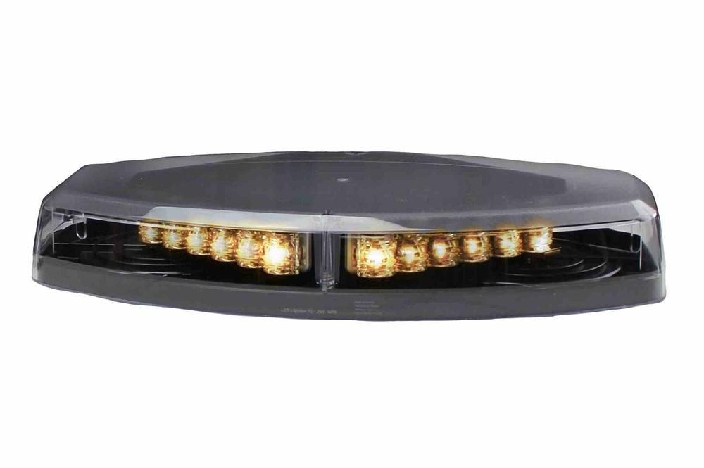 46W Mini Strobing LED Light Bar - 24 Amber LEDs- 23 Flash Patterns- Class 1 Beacon - Permanent Mount - 15' Cord - PuriLite