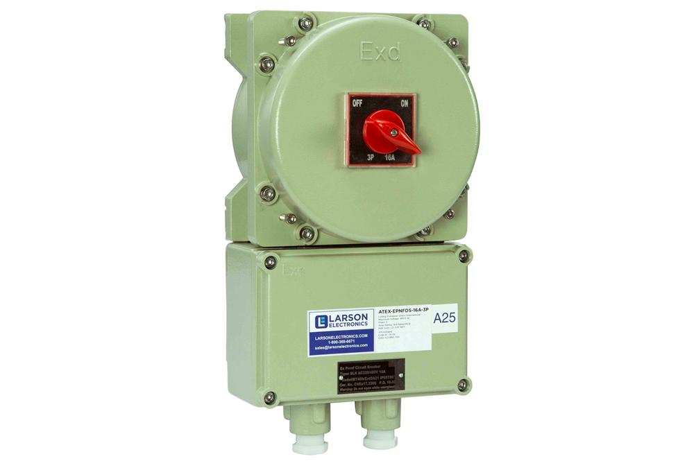 Flameproof Isolator/Disconnect Switch - 16A MCB - 480V, 2P - Aluminum - (2) 3/4" NPT - ATEX - PuriLite