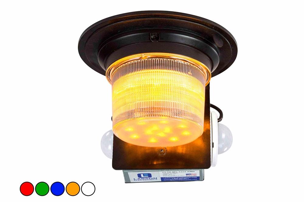 Class I LED Beacon with 30 Strobing Light Patterns - (2) Motion Sensors - Surface Mount - 12-24V DC - PuriLite