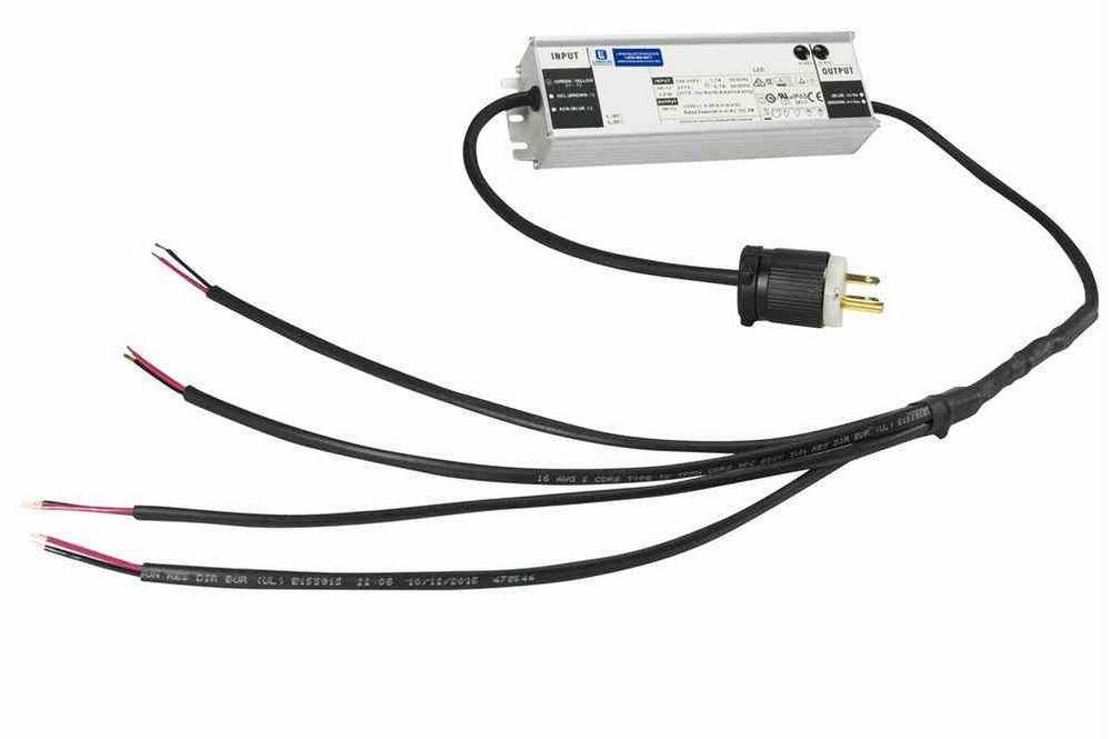 Waterproof Transformer converts 120-277VAC (Wall Outlet) to 12/24 Volts DC - 11 Amp Max - 4-Way - PuriLite