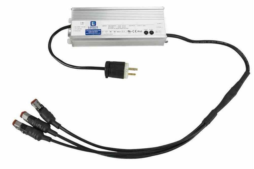 Waterproof Transformer Converts 120-277V AC to 12/24 Volts DC - 16 Amps - 3 Male Deutsch Connectors - PuriLite