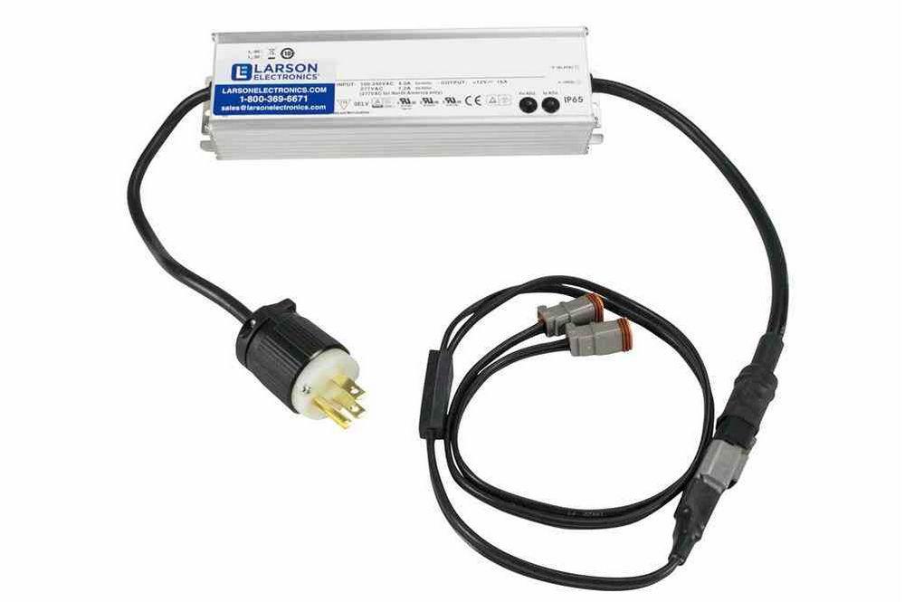 Waterproof Transformer Converts 120-277V AC to 12/24 Volts DC - 16 Amps Max - Dual Y-Connector - PuriLite