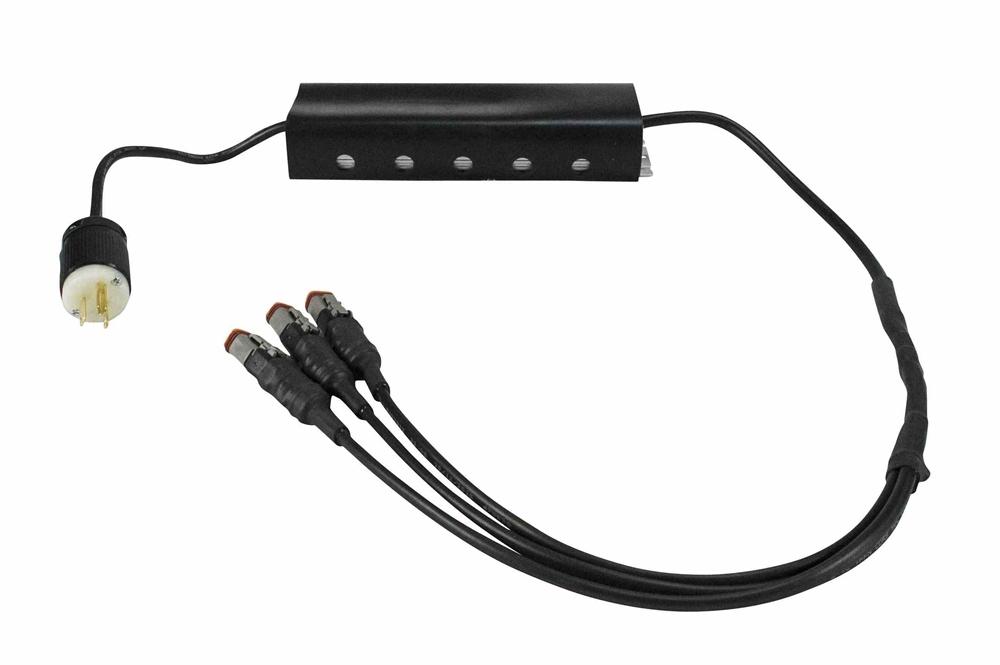 3 Plug Multiport AC to DC Transformer - Converts 120-277 Volts AC to 12/24 Volts DC - 25 Amp Max - 6' Output Whips - PuriLite