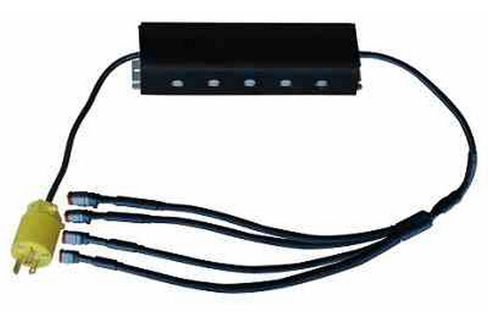 6 Plug Multiport AC to DC transformer converts 120-277 volt AC to 12/24 Volts DC - 25 Amp Max - PuriLite