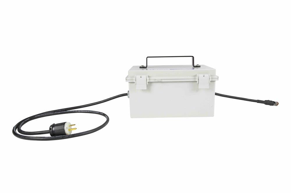 Waterproof Transformer Converts 120V-277V AC to 12/24 Volts DC - 25 Amps - Straight Blade Wall Plug - PuriLite