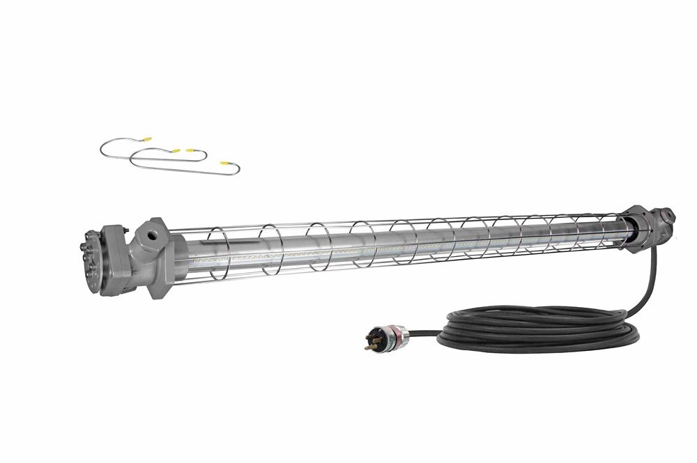 80W Explosion Proof Low Profile LED Inspection Light - 10,800 Lumens - Class 1 & 2 Div 1 & 2 - 25' 16/3 SOOW Cord w/ Explosion Proof Cord Cap - PuriLite