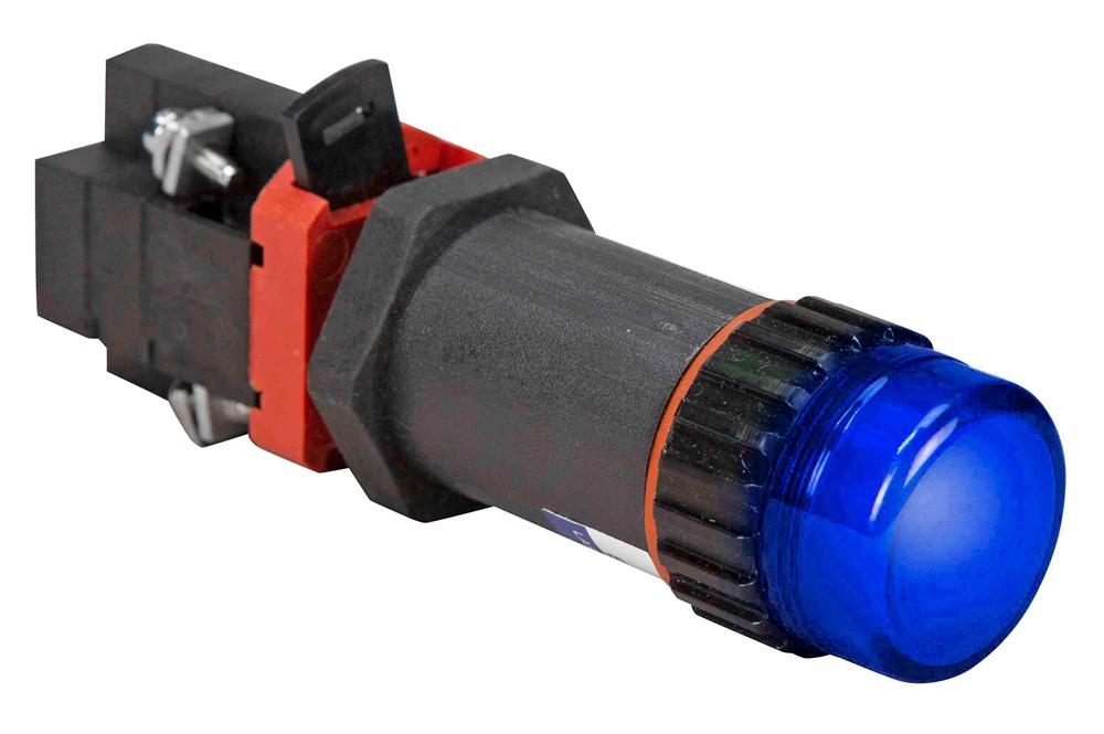 12mA Explosion Proof LED Pilot Light - Class I, II, III - 220-240V AC/DC, Extended Barrel - Blue - TB - N4X - PuriLite