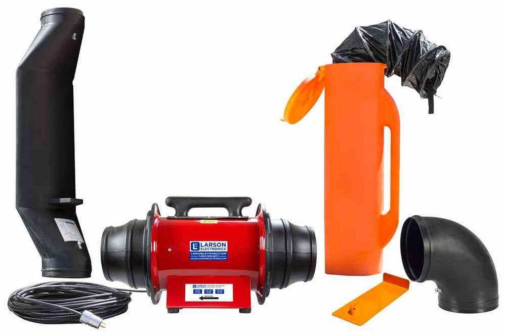 Explosion Proof Electric Inline Axial Fan - 100ft Cord - 15' Conductive Duct - 1/3 HP Engine - C1D1 - PuriLite