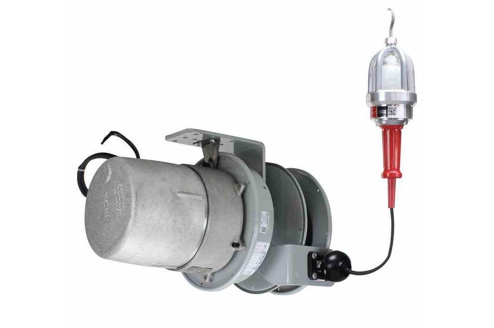 Explosion Proof Hand Lamp with Cord Reel - 100/60 Watt - 120V AC - 50 Foot SOOW Cord - Class 1 & 2 - PuriLite