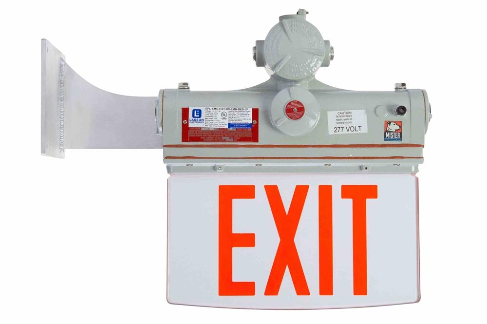 Explosion Proof Exit Sign - C1D1 - IP65 - 120V/277VAC - Emergency Battery Back-Up - 16" Extended End Mount Bracket - PuriLite
