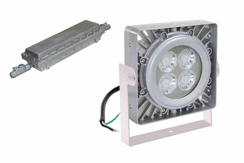 C1D1 Explosion Proof 50W LED Flood Light w/ Emergency Backup - Paint Booth Approved - Adj Mount - PuriLite
