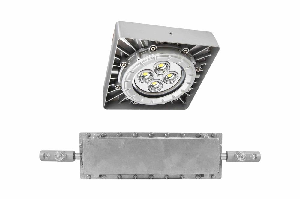 50W Explosion Proof Low Bay LED Light Fixture - C1D1 - Paint Spray Booth Approved - 347/480V - 7,000 lms - PuriLite