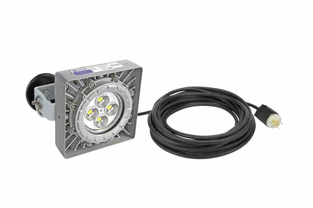 Explosion Proof 50 Watt Low Profile LED Light Fixture - Magnet Mount - Class I Divisions 1 & 2 - 50' 16/3 SOOW Cord w/ General Area Cord Cap - PuriLite