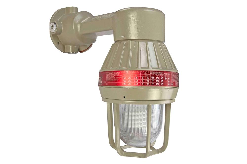 26W Explosion Proof Compact Fluorescent Light - Class I, II, III - 120-277V AC - 1850 lms - Glass Globe/Lamp Guard - NEMA - PuriLite