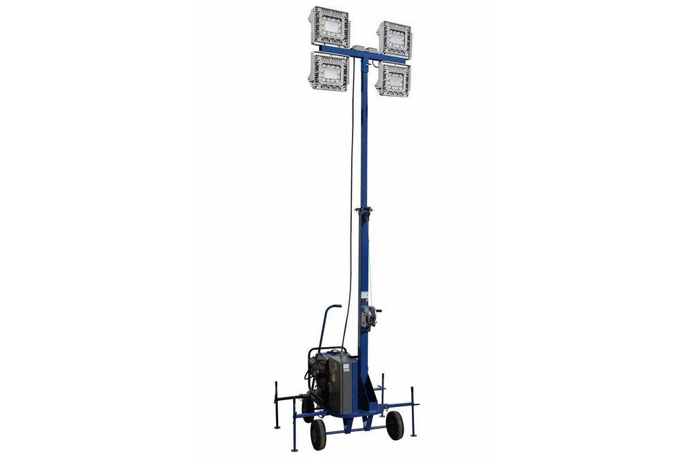 Explosion Proof Portable LED Light Tower - Extends to 20ft - Wheeled Mobile Unit - Four 150 Watt LED - PuriLite