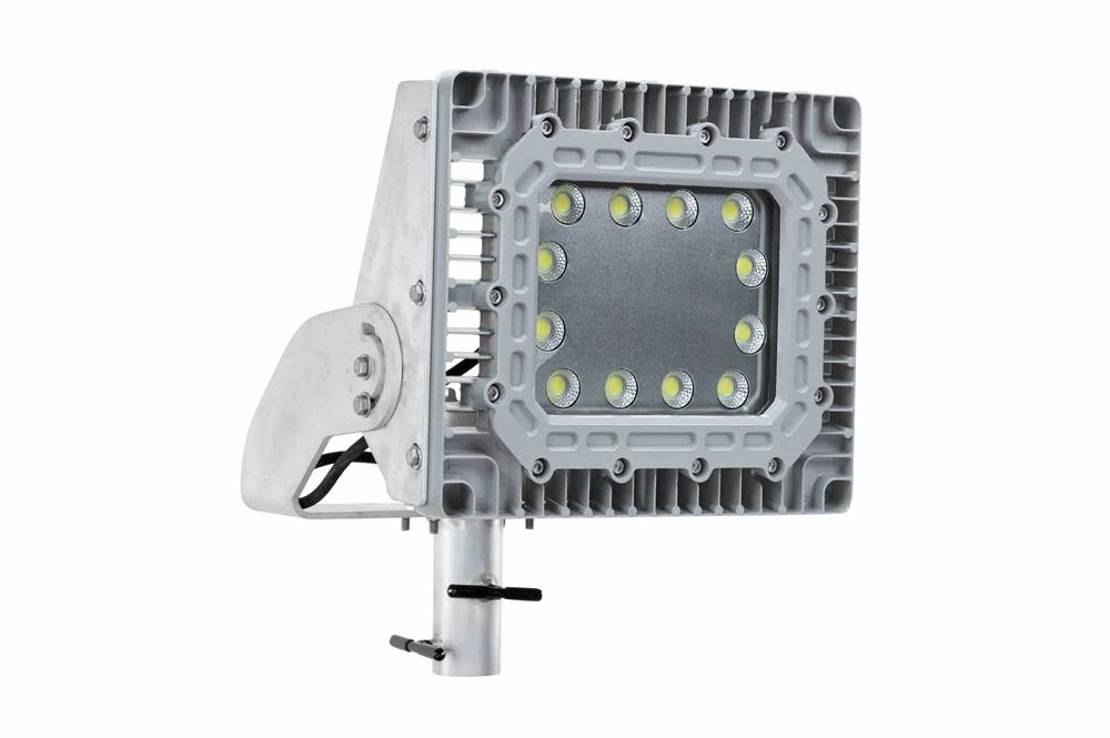 150W Explosion Proof Adjustable Pole Top Slip Fit Mount LED Light Fixture - Slip Fitter Yoke - 8" OD - PuriLite