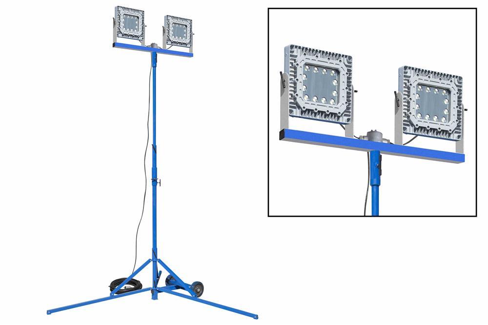 300W Explosion Proof LED Light Tower - Quadpod Mount - C1D1 - 300' 12/3 Cord w/ EXP Plug - PuriLite