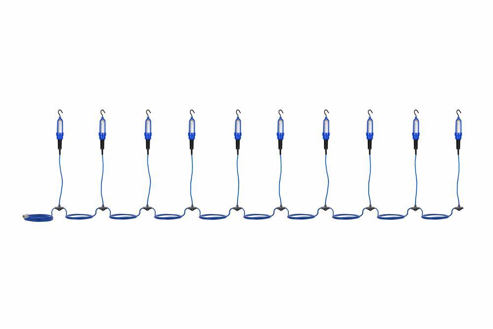 Explosion Proof LED String Lights - 10 Lamps - 120-277V AC - Frosted Lens - 115' Cord, EXP Cord Cap - PuriLite