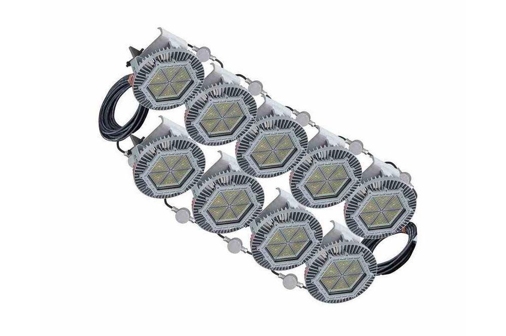 1350W Explosion Proof LED String Light - (9) 150W Group B LED Lamps w/ I-beam Mount - 50ft Spacing - PuriLite